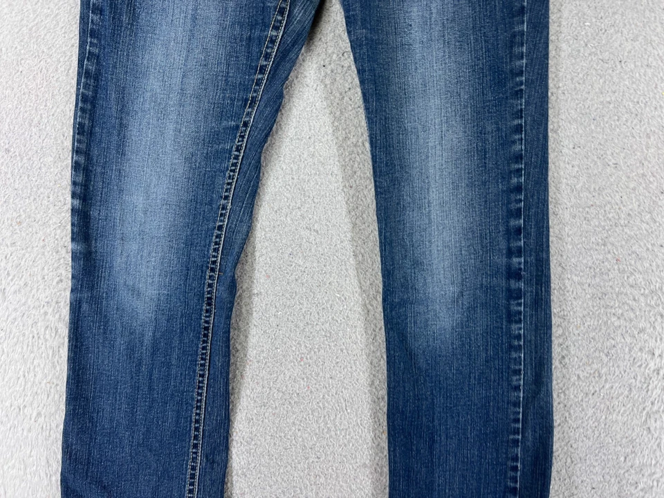 Pantalones de mezclilla Clash para mujer 5 azules tiro bajo ajustados mezcla de algodón brillantes 26x30 Foto 3 de 4