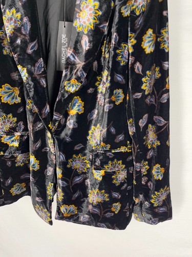 Rachel Zoe Women’s Crushed Velvet Black Floral Blazer Size Medium NEW NWT - Picture 2 of 5