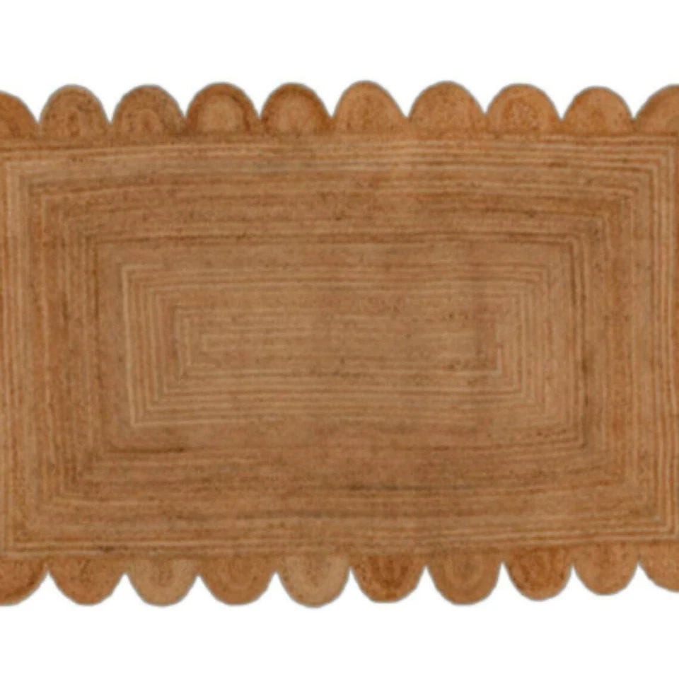 Небольшой ковер ручной работы из натурального джута волнистый плетеный богемный домашний декор ковры - Изображение 2 из 4