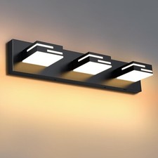 LED Modern Bathroom Vanity Light Fixtures 3-Light 5CCT Dimmable Matte Black V...