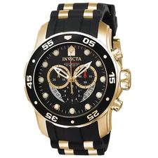 Invicta Men's Watch Pro Diver Scuba Chronograph Black Dial Two Tone Strap 6981