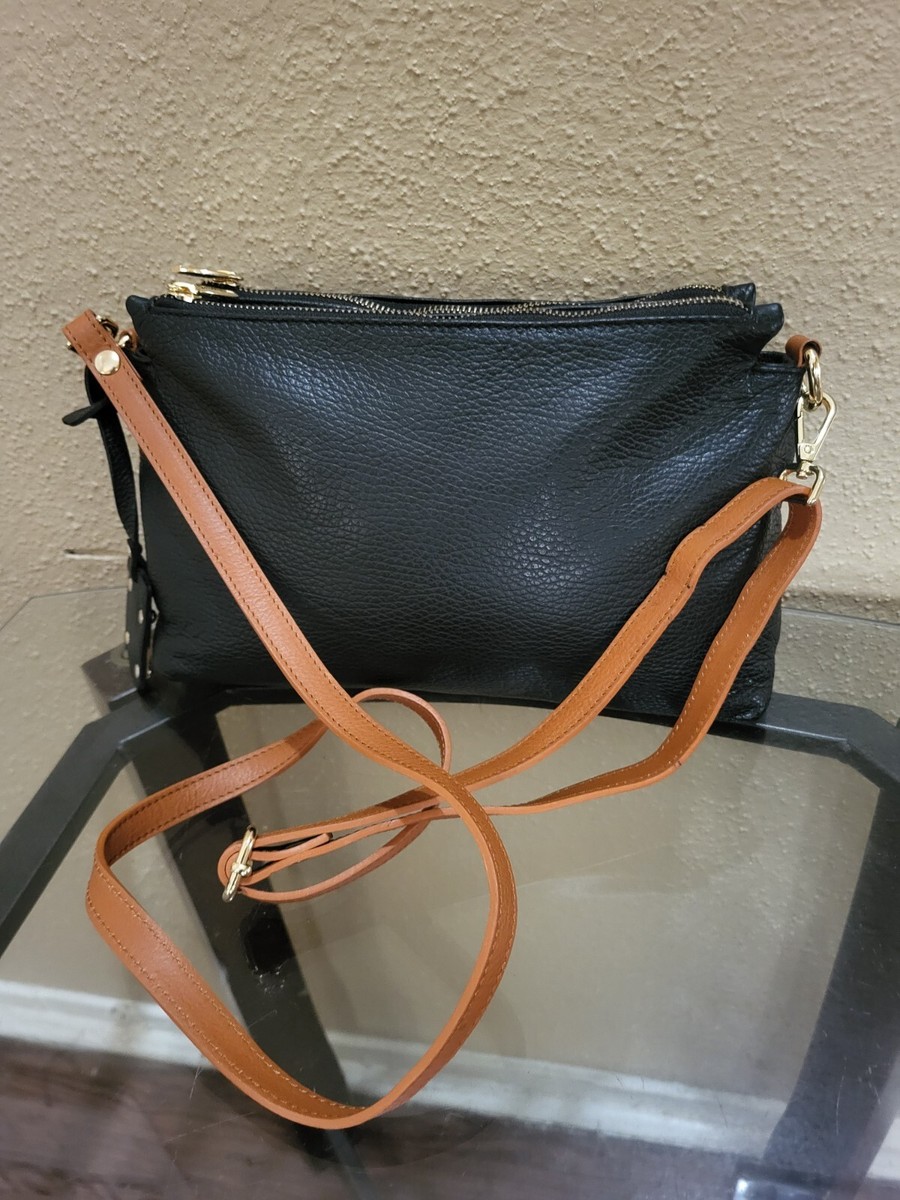 Valentina Black Small Leather Crossbody Handbag,Italy, Brand  display picture 2