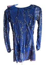 BALERA DANCEWEAR BLUE SEQUINED DANCE DRESS/LEOTARD SIZE SA