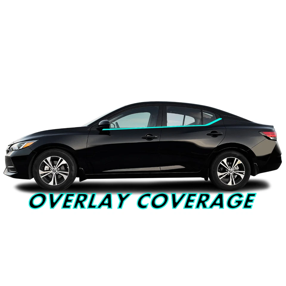 Chrome Delete Blackout Vinyl Overlay for 2020+ Nissan Sentra Window Trim - Image 2 of 4