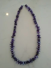 Beautiful 18" Polished Amethyst  Free Form & Matte Bead Necklace