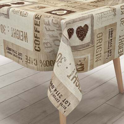 Wachstuch Tischdecke 06140-01 beige Kaffeemotiv Brasil Küche eckig rund oval  