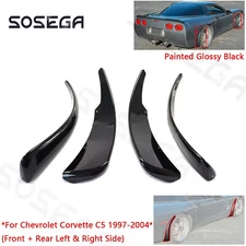 For Corvette C5 1997-2004 Front+Rear Glossy Black Extended Splash Guard Mud Flap