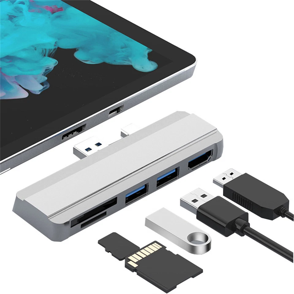 5-in-1 USB3.0 Micro SD SD Hub DP To HDMI Convertor Adaptor For Surface Pro 4/5/6 - Image 2 of 4