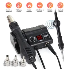 750W 2in1 Digital Soldering Iron Station Hot Air Gun Kit SMD Rework Welding Tool