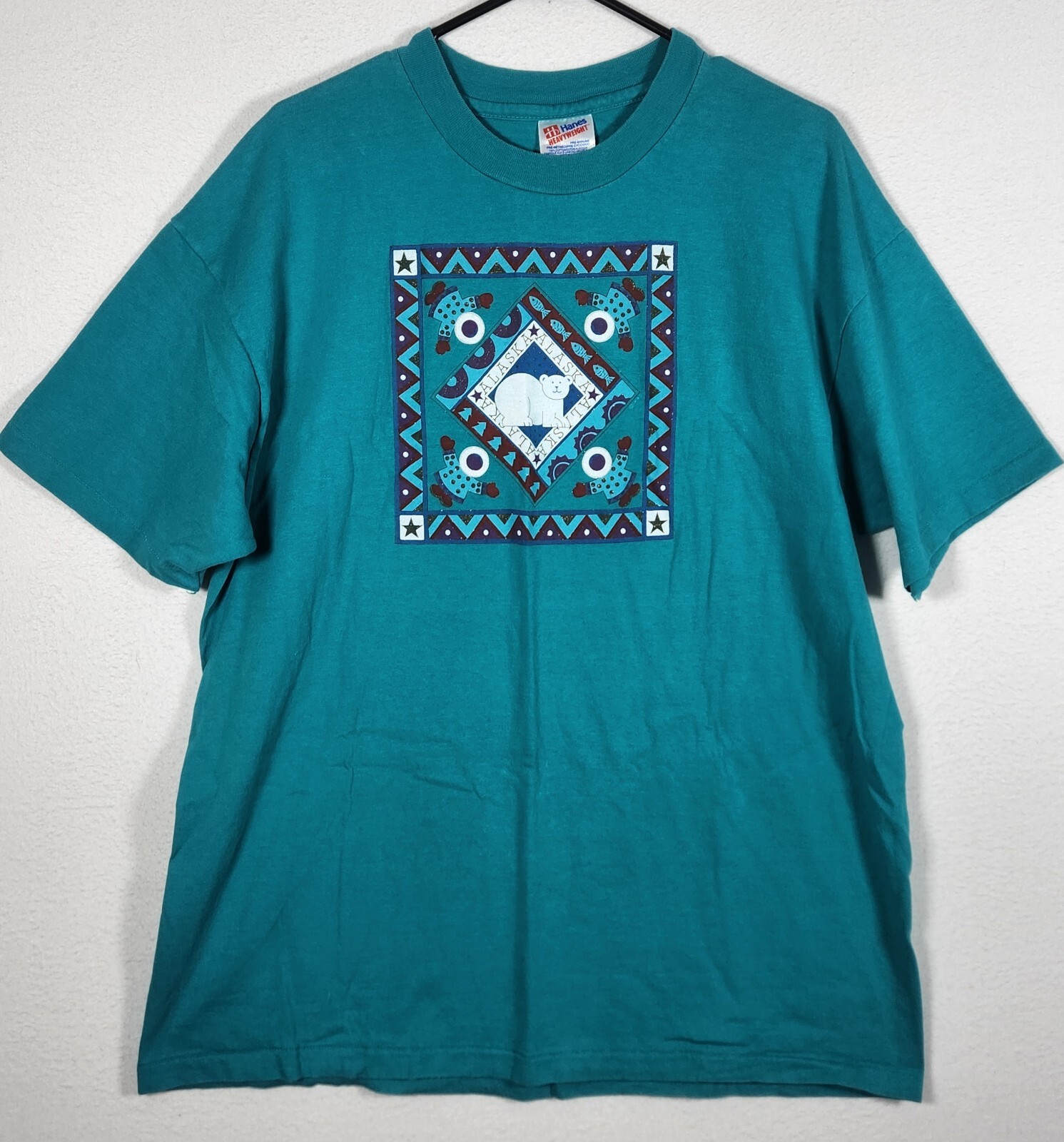 Vintage XL Alaska Polar Bear Pullover Shirt Sleeve USA Made