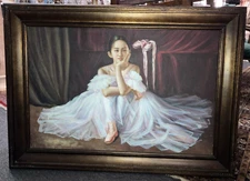 Hand Painting On Canvas by F. W. Eaton Wood Framed 43 1/2"x 31 1/2"x 2" inches