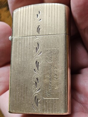vtg Wimodausis Club 1965 slim zippo lighter Gold Filled G.F 10k 