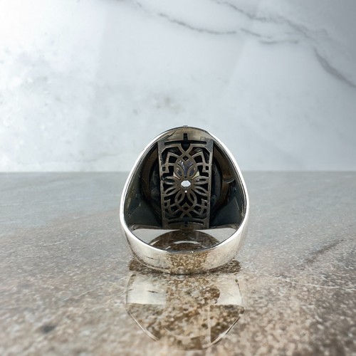Zirconia Gemstone Natural Handmade Silver Ottoman Ring Eagle Claw Ring - Picture 3 of 8