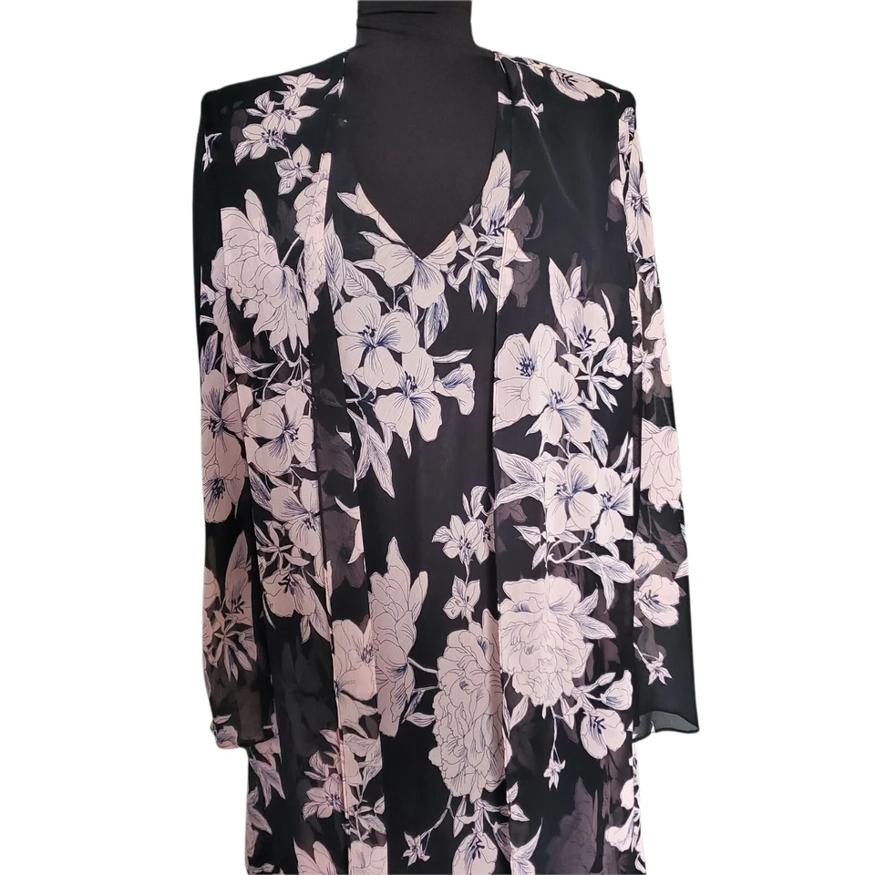 Vestido chaqueta sintética floral semi transparente Evan Picone 8 Foto 2 de 4