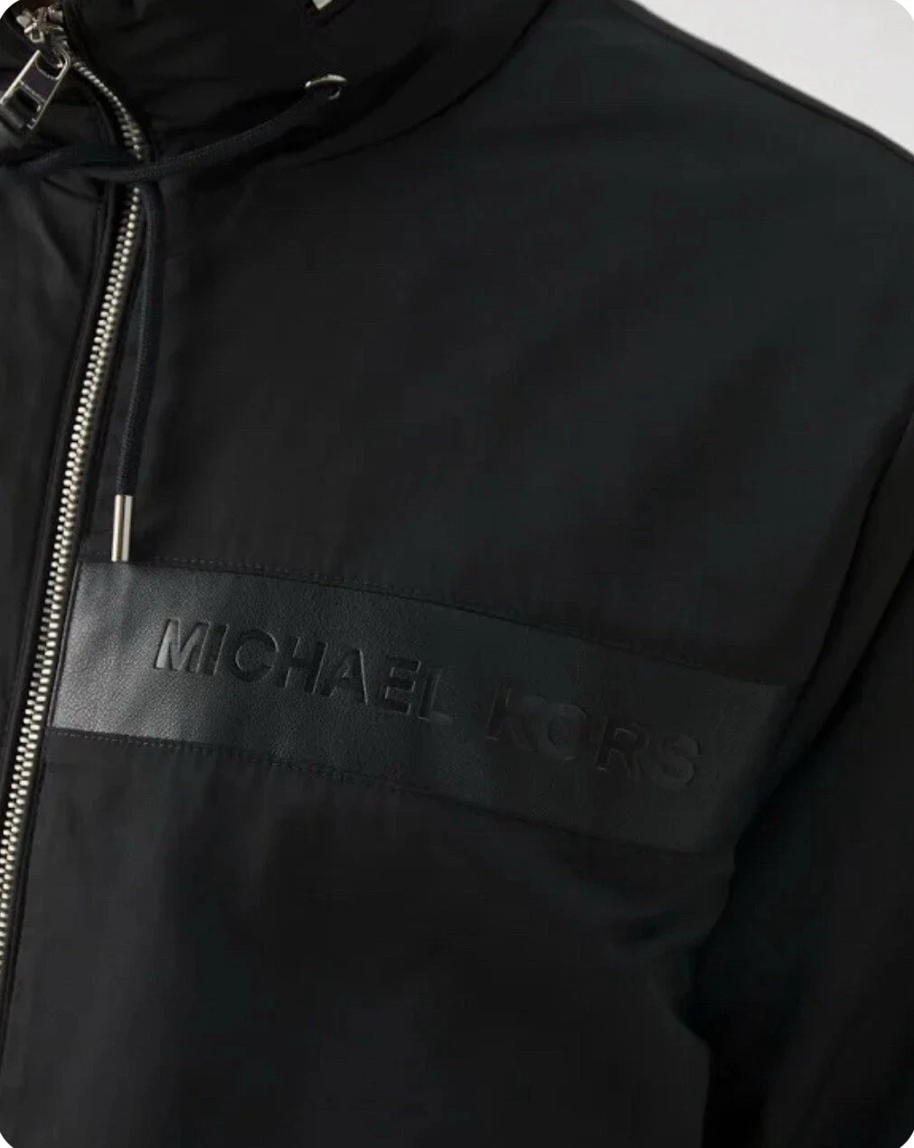 Giacca uomo Michael Kors XXL nera logo sforato cappuccio tasche zip foderata nuova con etichetta