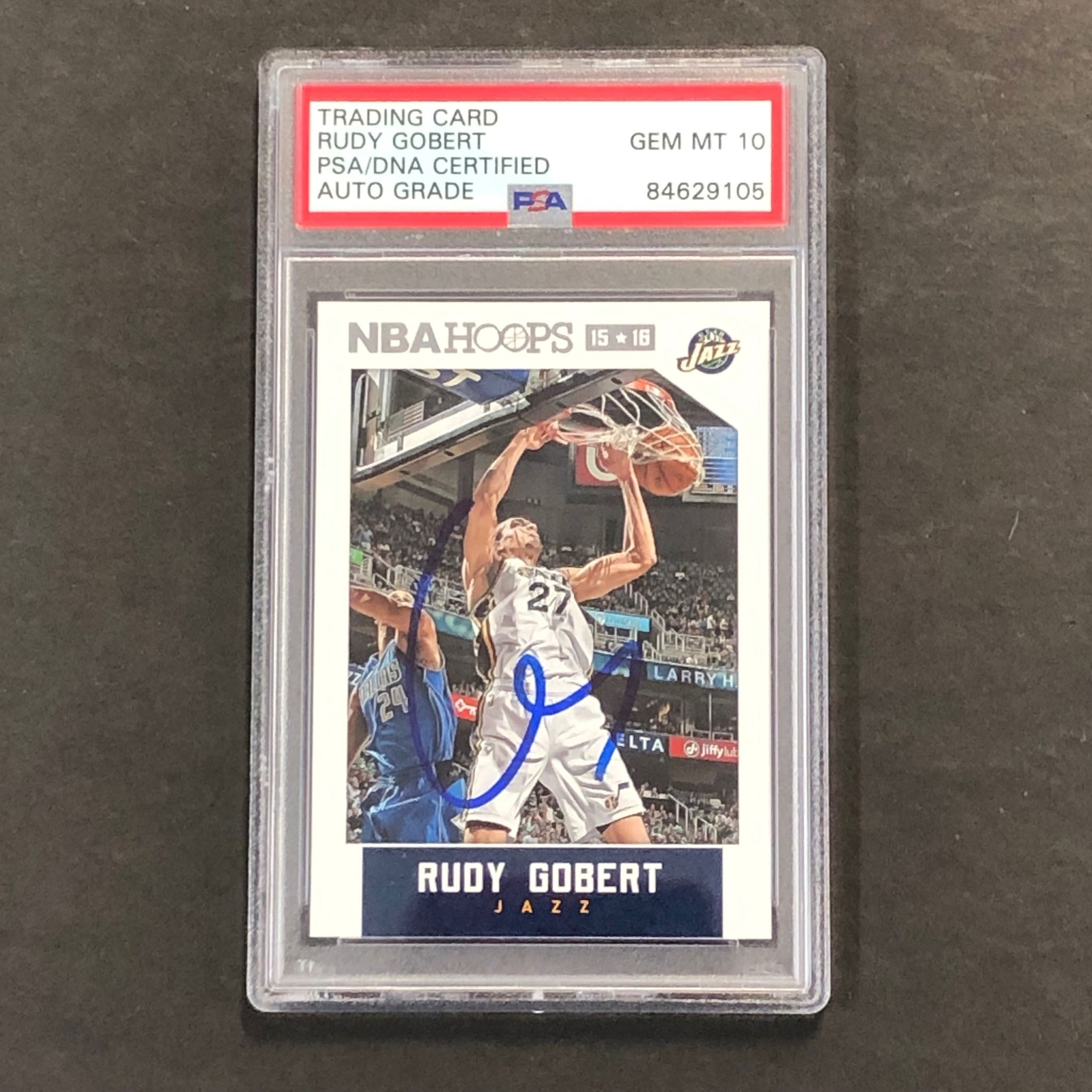 2015-16 NBA Hoops #138 Rudy Gobert Signed Card AUTO 10 PSA Slabbed Jazz 