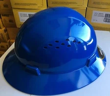 HDPE BLUE Full Brim Hard Hat with Fas-trac Suspension