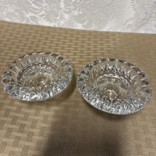 Set of 2 Clear Glass Candle Holders for Taper, Votive Tea Light France