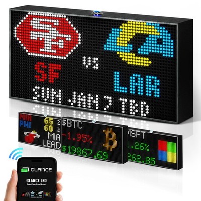 Glance LED V1 Ticker -Customizable LED Display Sports Ticker,LED Display for Man