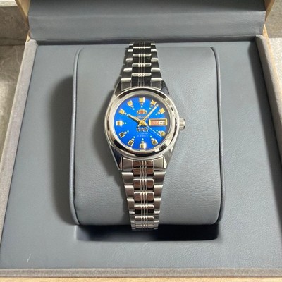 ORIENT STAR Automatik Armbanduhr Damen Slim Blaues Zifferblatt Silber Band...