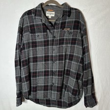 Field And Stream Shirt Men's Plaid Long Sleeve Button Up Flannel Front XL Gray