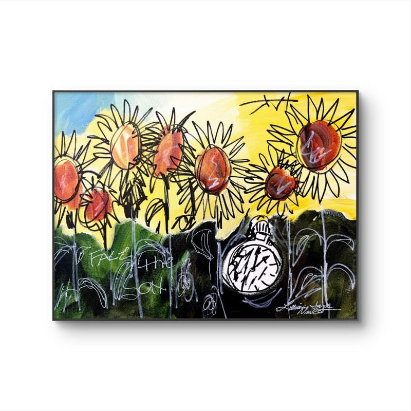 Sunflowers 12"x16"  Original  Colorful Basquait Acrylic Painting Canvas