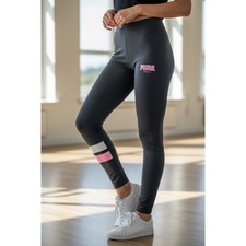 Puma Sports Gray Pink Colorblock High Waisted Athletic Leggings Girls XL 16
