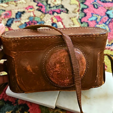 Argus Cintar Vintage Rangefinder Camera Black with Brown Leather Case