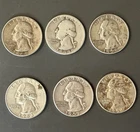 Quarter Silver Coins Lot of 6 Circulated