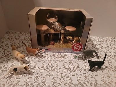 Schleich Cats Scenery Pack World of Nature Retired Sealed Box Plus 5 More Cats