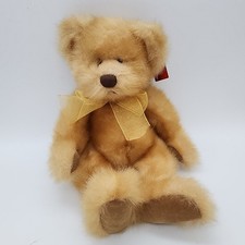 Vintage Russ Berrie Pennington Plush 12" Tan Fur Gold Bow Bears From The Past