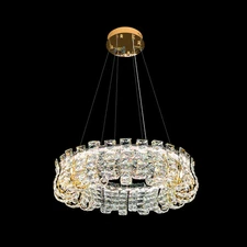 Halo LED Crystal Gold Round Chandelier 30"