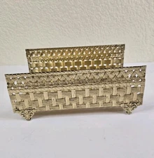 Vintage Hollywood Regency Gold Tone Tissue Box Holder Or Towel Holder Vanity MCM