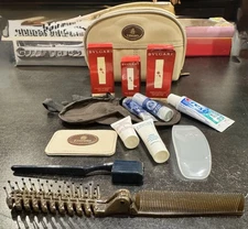 Emirates Bvlgari Bulgari Amenity Travel Kit Toiletry Bag W/PRODUCT Vegan Leather