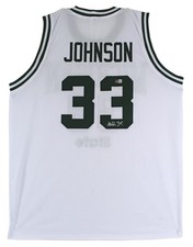Maglia bianca Michigan State Magic Johnson autentica firmata BAS testimoniata