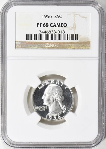 1956 Washington Quarter NGC PF68 Cameo Brilliant White PR68 Frosty