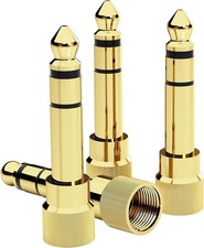 5Pcs Gold Plated Stereo Phone Screw-On Adapter 6.35Mm 1/4 Inch Male to 3.5Mm 
