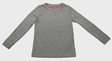 Fruit of the Loom Girls XS Heathered Gray Long Sleeves Sweatshirt Pink Stitches
