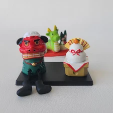Japanese Eto Dragon Kagami Mochi Shishimai 3-piece set Figures Ornaments Daiso