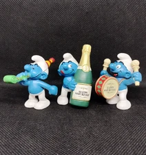 3 Smurfs 50th Anniversary Smurf Champagne 20708 Drum 20707 Party 20705 Lot Z 30
