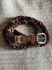 Vintage 100 Leather Belt Colorful Artist Stripe Sz M 36 X 1 PERFECT
