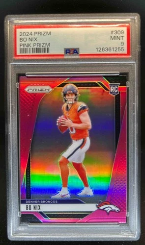 2024 Prizm Bo Nix RC Pink Rookie #309 Broncos PSA 9
