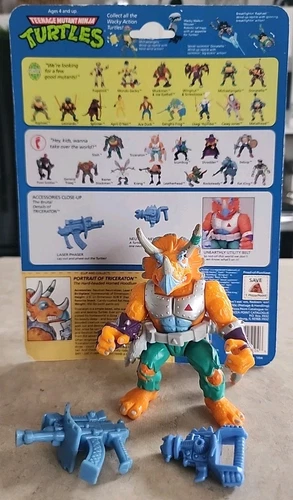 Triceraton Complete Teenage Mutant Ninja Turtle TMNT 1990 Vintage Figure Card