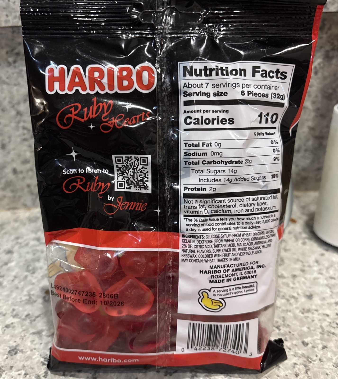 NEW Haribo Ruby Hearts Gummy Bear Candy Jennie’s Edition 8oz 2-pack Limited Ed.