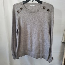 Women's Pink Clover Sweater XL button shoulder gray cuffed sleeves