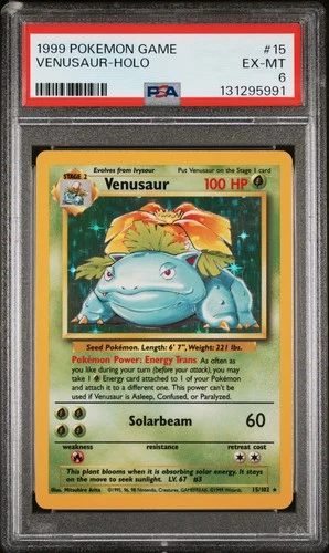 1999 POKEMON BASE SET UNLIMITED #15 VENUSAUR-HOLO PSA 6