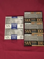 Lot of 5 New (2) Maxell MX-110 Metal & (3) TDK SA-X100 ICE/Type II Cassettes