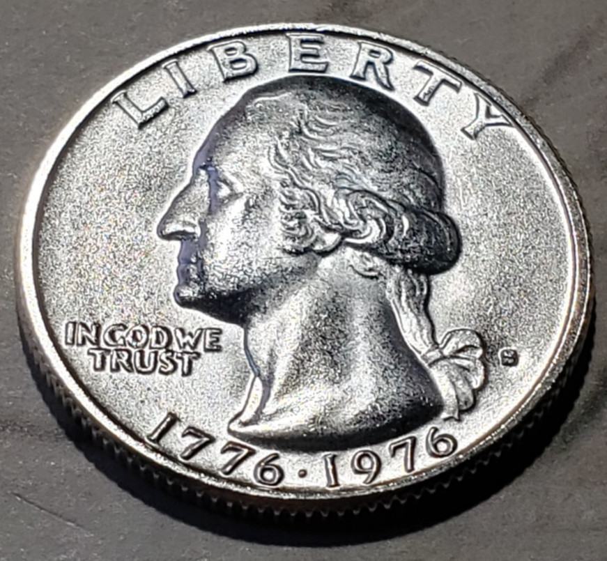 1976-S Bicentennial - Silver Quarter with Vintage Stamps - Nice! W10