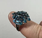 Vintage Sterling Silver Blue Topaz Cluster Ring