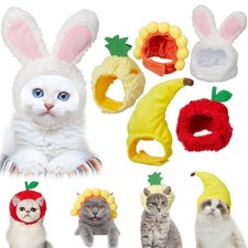 Weewooday 5 Pieces Cat Costume Easter Bunny Hat Outfit with Ears Funny Cat...